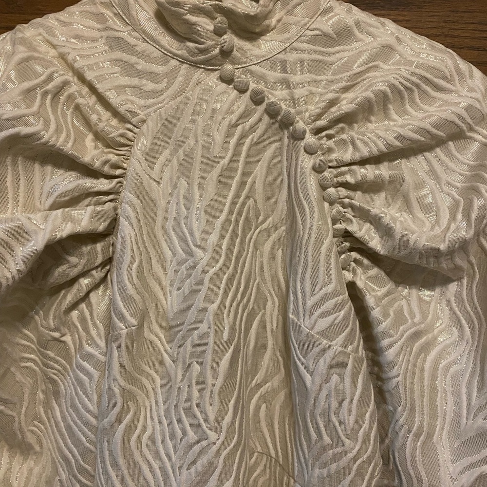 NWOT ROTATE Birger Christiansen Cream Kim Dress with Puff Sleeves - Picture 6 of 11